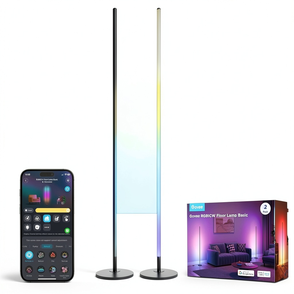 Govee Compact Aluminum Floor Lamp Basic in a living room