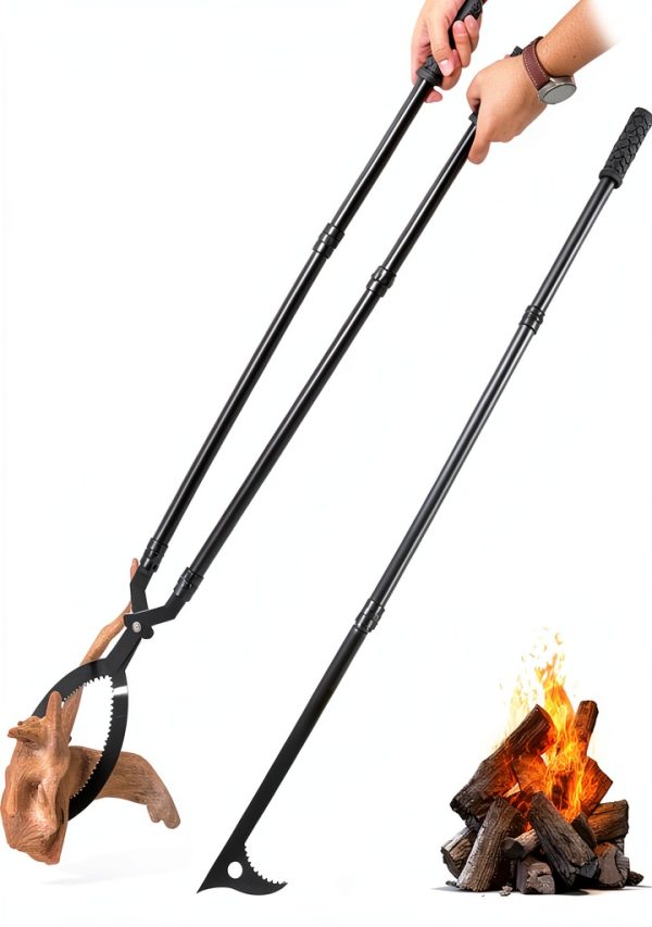 Fire Pit Tongs Set by Rasugarlary Carbon Steel Fireplace-0