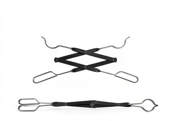 CROGOLLY Fireplace Tongs Metal Black-1