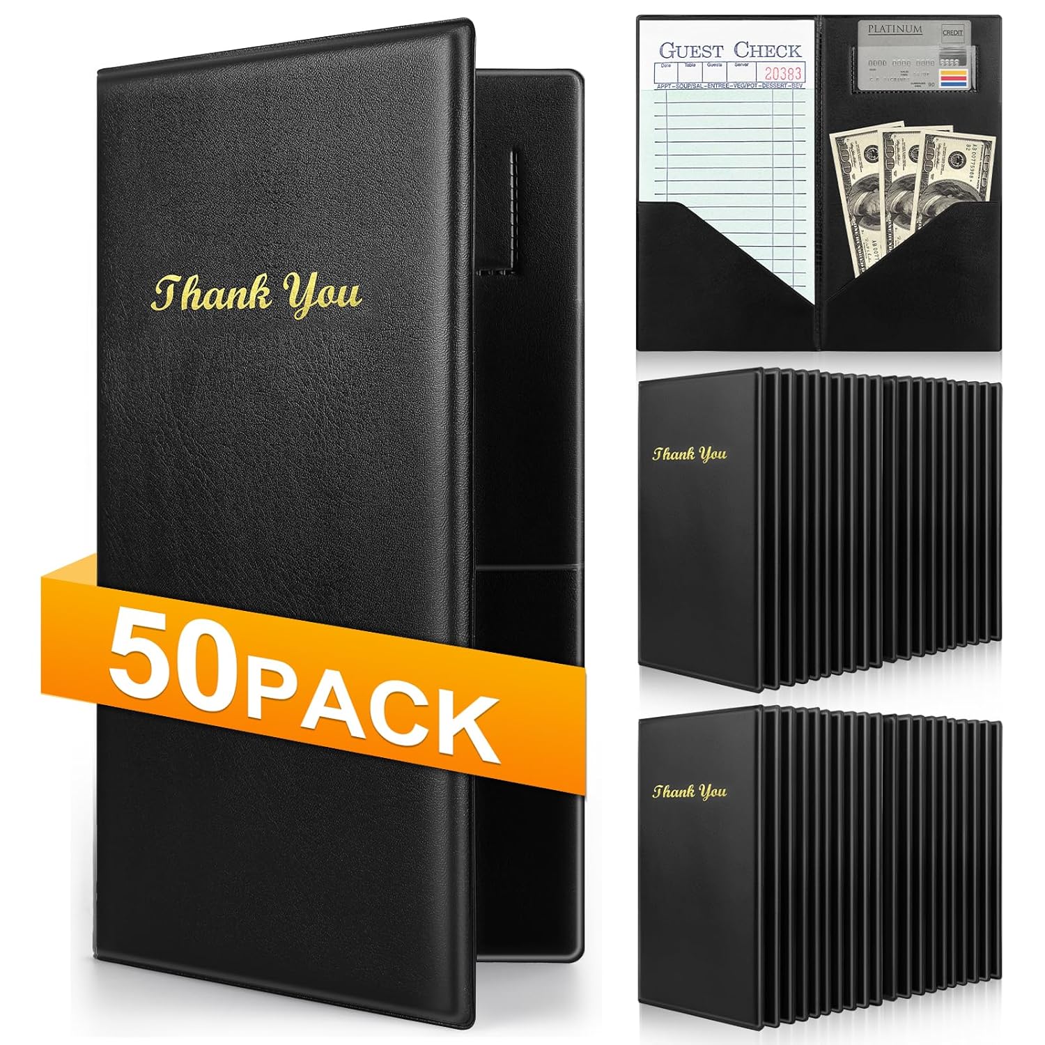 Installing ZENOWICK Restaurant Check Books Durable PVC Server Holders on a wooden counter