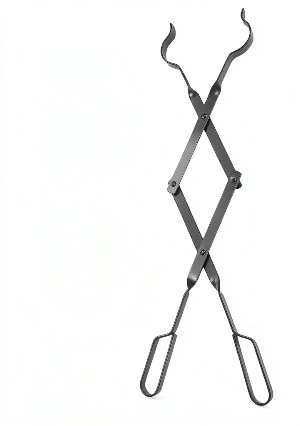 CROGOLLY Fireplace Tongs Metal Black-2