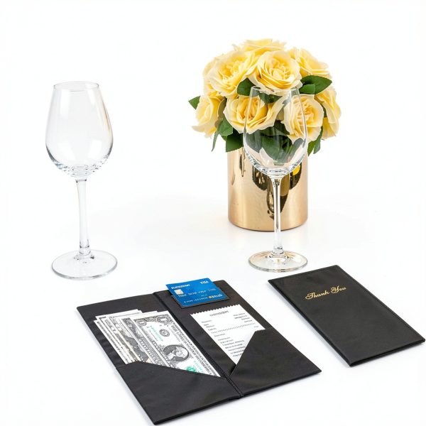XYK Server Book 20 Black Vinyl Guest Check Presenter-6