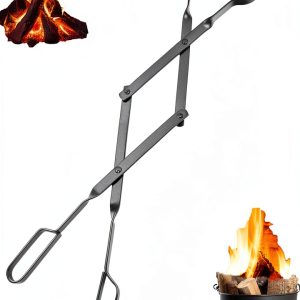 CROGOLLY Fireplace Tongs Metal Black-0