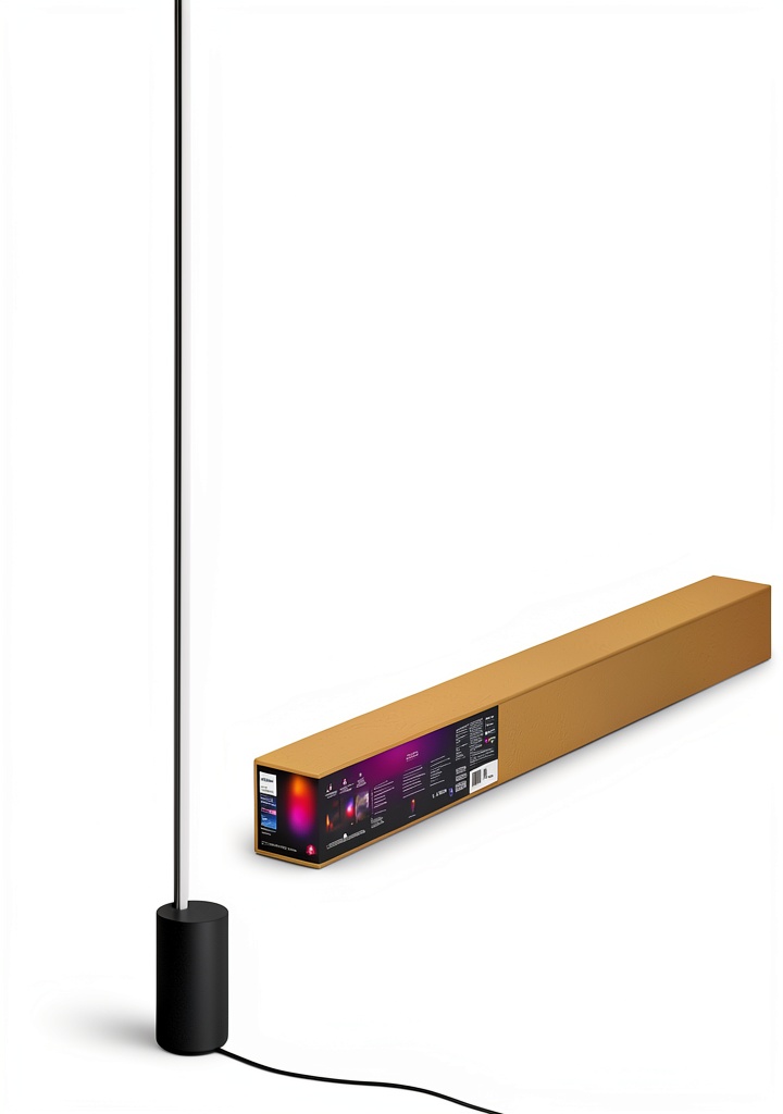 Installing Philips Hue Floor Lamp Matte Black LED Adjustable on a wooden desk