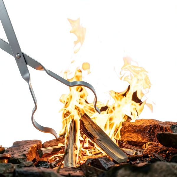CROGOLLY Fireplace Tongs Metal Black-4