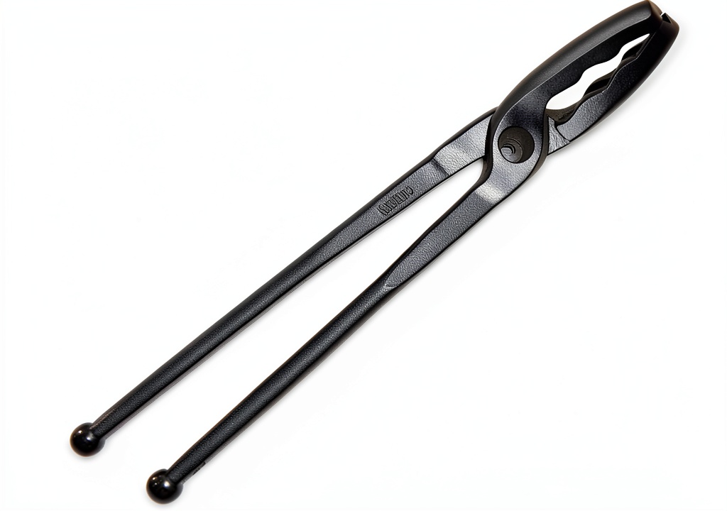 Pavo Fireplace Tongs painted metal displayed on a hearth