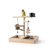 Bird Playground Vibriskape Wood Stand with Perch, Toys and Food Cups-3