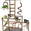 Bird Play Stand Large Natural Wood Parrot Perch by Niwaes-5