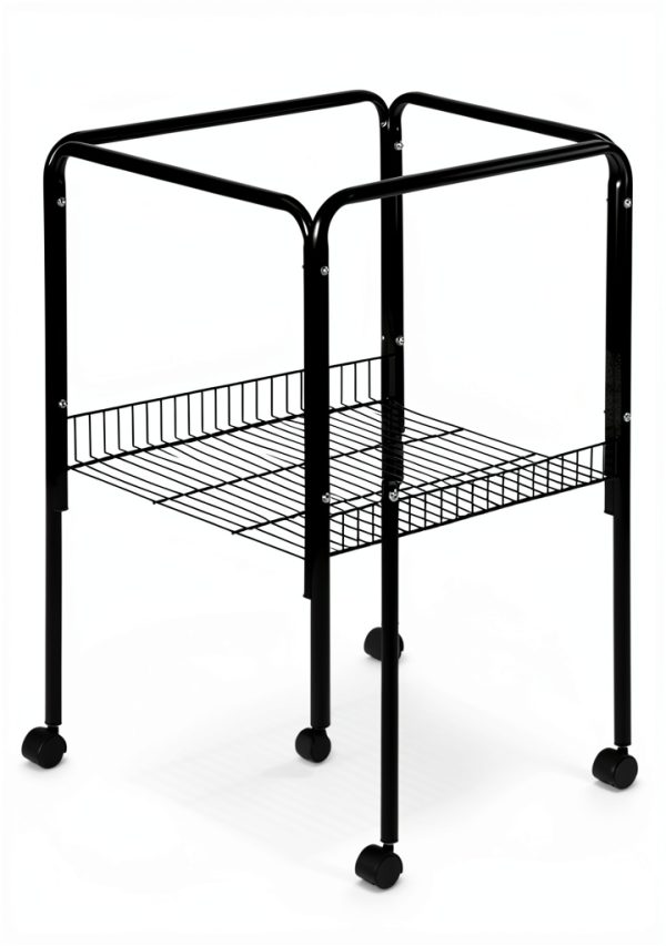 Prevue Rolling Stand with Shelf Black Small Heavy Duty Birdcage Stand-1
