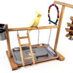 Hamiledyi Parrot Playground Play Stand with Feeder Cups Swings Ladder-0