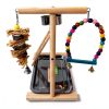 Hamiledyi Parrot Playground Play Stand with Feeder Cups Swings Ladder-1