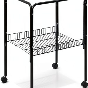 Prevue Rolling Stand with Shelf Black Small Heavy Duty Birdcage Stand-0