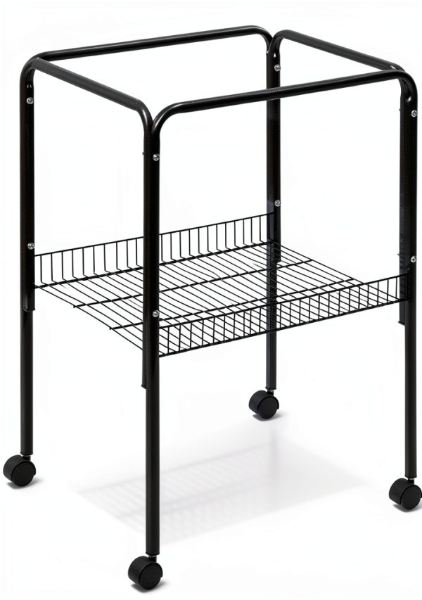 Prevue Rolling Stand with Shelf Black Small Heavy Duty Birdcage Stand-0