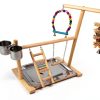 Hamiledyi Parrot Playground Play Stand with Feeder Cups Swings Ladder-5
