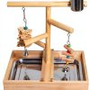 Bird Playground Vibriskape Wood Stand with Perch, Toys and Food Cups-1