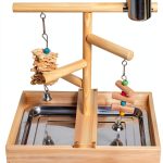 Bird Playground Vibriskape Wood Stand with Perch, Toys and Food Cups-1