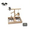 Bird Playground Vibriskape Wood Stand with Perch, Toys and Food Cups-2