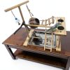Parrot Playground Stand Natural Wood Perch Gym with Feeder by-4