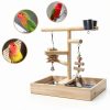 Bird Playground Vibriskape Wood Stand with Perch, Toys and Food Cups-4