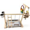 Hamiledyi Parrot Playground Play Stand with Feeder Cups Swings Ladder-3