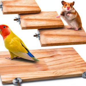 Bird Platforms BILLIOTEAM 4-Size Wood Perches & Stand Boards-0