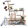 Bird Playground with Feeder Cups, Wooden Parrot Play Stand for Cockatiel, Parakeet-3