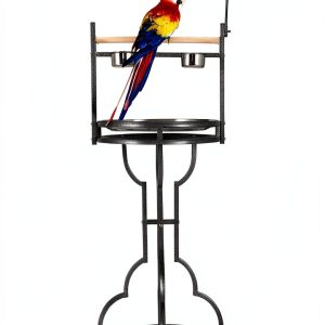 COZIWOW 72" Parrot Stand,Stainless Steel Tray Bowls Large Bird Playstand,Parrot Perch with Easy Grip,Wrought Iron Bird Stand with Toy Hook,Macaw Play Gym Ground Stand Rolling Wheel,Pet Gift-0