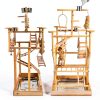 Bird Playground - Natural Wood Parrot Playstand with Perches, Bird Play Gym & Accessories, Removable Tray & 4 Stainless Steel Cups-4