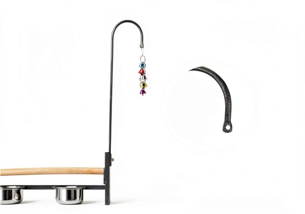 COZIWOW 72" Parrot Stand,Stainless Steel Tray Bowls Large Bird Playstand,Parrot Perch with Easy Grip,Wrought Iron Bird Stand with Toy Hook,Macaw Play Gym Ground Stand Rolling Wheel,Pet Gift-4
