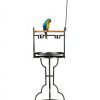 COZIWOW 72" Parrot Stand,Stainless Steel Tray Bowls Large Bird Playstand,Parrot Perch with Easy Grip,Wrought Iron Bird Stand with Toy Hook,Macaw Play Gym Ground Stand Rolling Wheel,Pet Gift-2