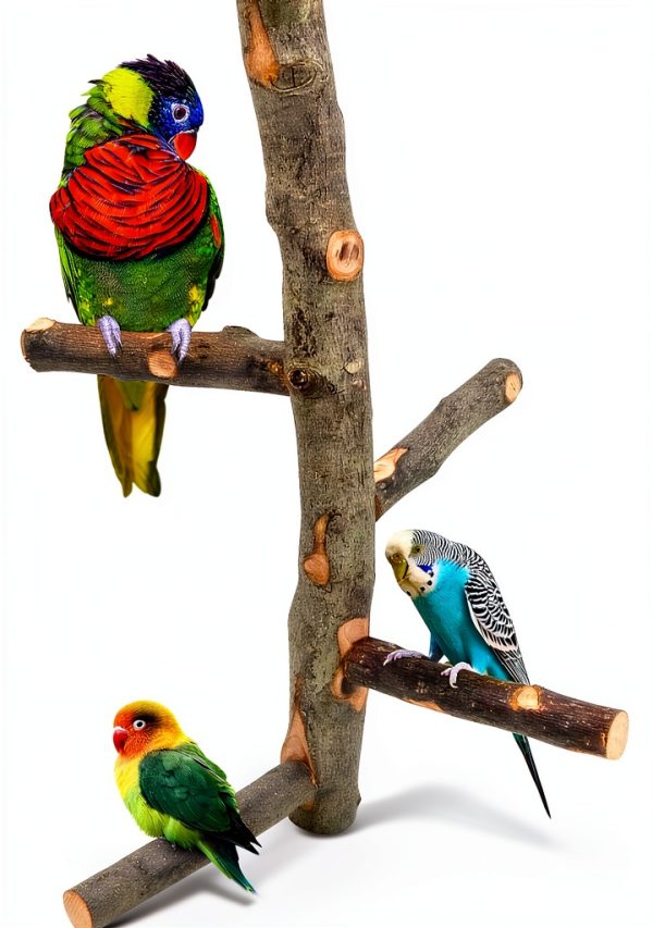 Bird Perch suruikei Apple Hard Wood Stand for Small Parakeets Set 1-5