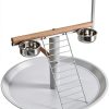 Bird Stand PawHut with Wheels, Stainless Steel Bowls, White-5