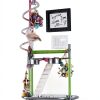 COZIWOW 72" Parrot Stand,Stainless Steel Tray Bowls Large Bird Playstand,Parrot Perch with Easy Grip,Wrought Iron Bird Stand with Toy Hook,Macaw Play Gym Ground Stand Rolling Wheel,Pet Gift-1