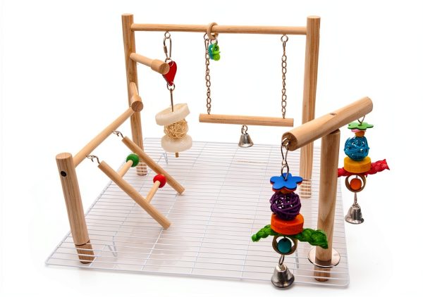 Small Bird Playground Wondwo Top Cage Stand for Parrots White Small-4