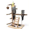 Bird Playground with Feeder Cups, Wooden Parrot Play Stand for Cockatiel, Parakeet-2