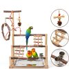 Bird Playground Natural Wooden Bird Stand Features Removable Tray, Feeding Cup, Bird Swing, Chew Toy, And Other Cage Accessories.Suitable for Most Parrots Including Long-Tailed Parrots and Budgerigars-2