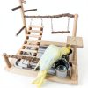 Bird Playground with Feeder Cups, Wooden Parrot Play Stand for Cockatiel, Parakeet-5