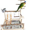 Bird Playground with Feeder Cups, Wooden Parrot Play Stand for Cockatiel, Parakeet-4