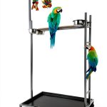 65.5 Inch X-Large Parrot Natural Perch Stand Bird Play Ground Training with Strong Climbing Play Ladder Stainless Feeding Bowls Toy Hook Removable Washable Tray Lockable Rolling Wheels-0