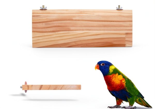 Parrot Bird Wood Perch Platform Large Stand Shelf for Birds Budgie Parakeet Cockatiel Conure Cockatoo Macaw African Grey-1