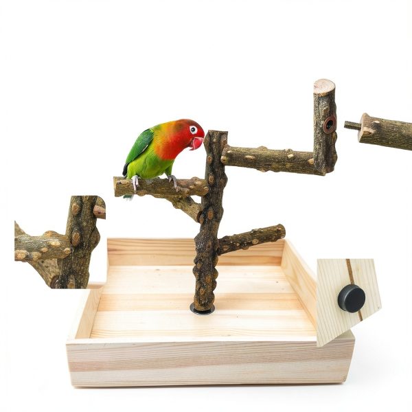 Bird Perch Stand Hamiledyi Wood Playground for Parrots, Parakeets-2