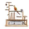 Bird Playground with Feeder Cups, Wooden Parrot Play Stand for Cockatiel, Parakeet-7