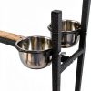 65.5 Inch X-Large Parrot Natural Perch Stand Bird Play Ground Training with Strong Climbing Play Ladder Stainless Feeding Bowls Toy Hook Removable Washable Tray Lockable Rolling Wheels-4