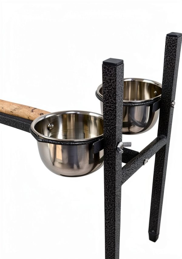 65.5 Inch X-Large Parrot Natural Perch Stand Bird Play Ground Training with Strong Climbing Play Ladder Stainless Feeding Bowls Toy Hook Removable Washable Tray Lockable Rolling Wheels-4